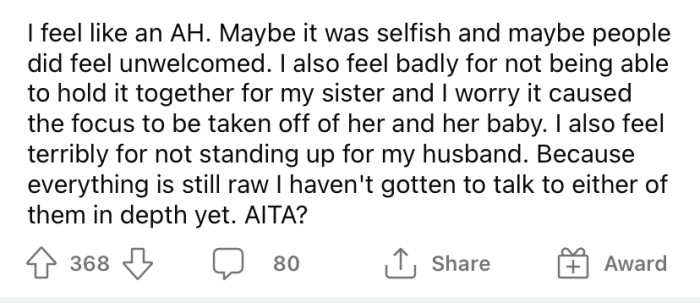 Now the OP is wondering if she's the a**hole here.