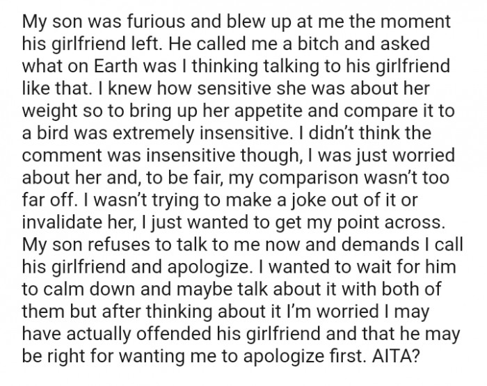 I was just worried about her, and to be fair, my comparison wasn’t too far off