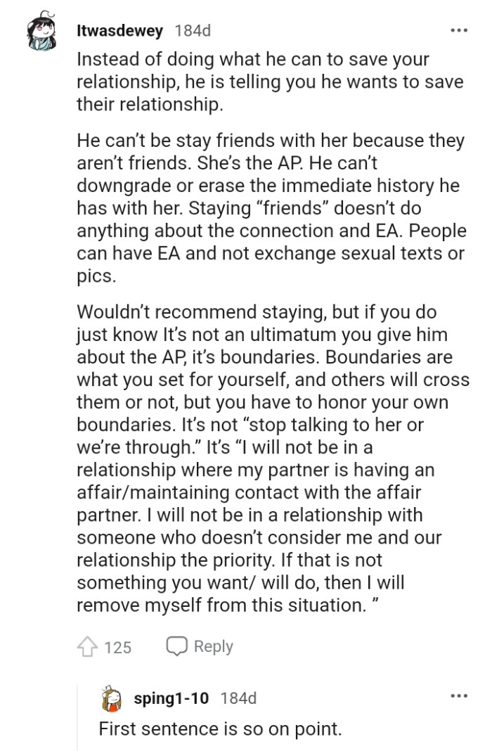 The OP has to honor her own boundaries