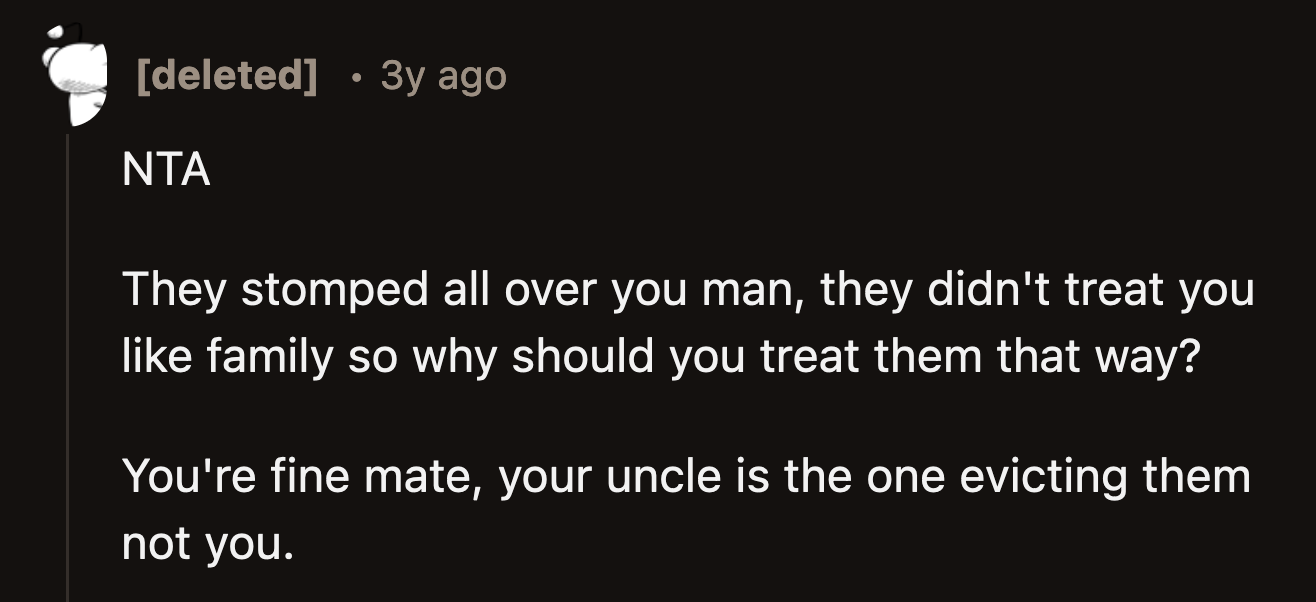 They don't deserve to claim any relation to OP based on how poorly they've treated her.