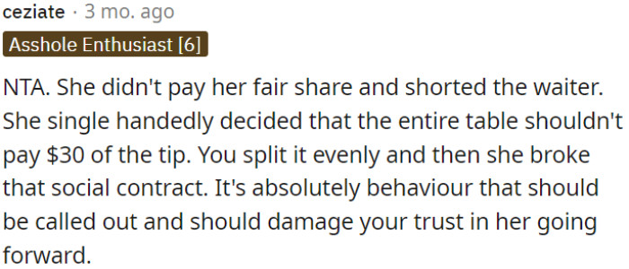 This behavior is worth addressing and could affect OP's trust in her going forward.