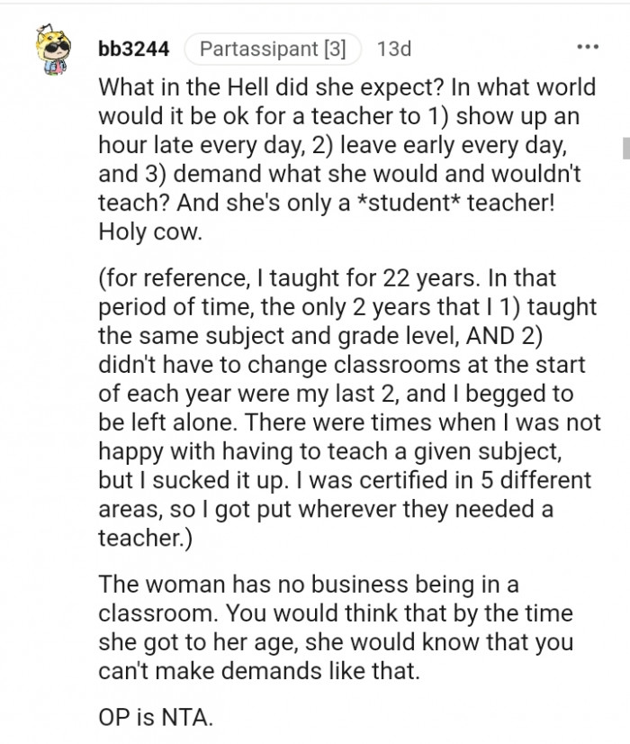 There were times I wasn't happy teaching a particular subject