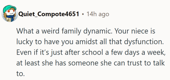 Every kid needs at least one sane adult in the chaos—and she’s clearly found hers.