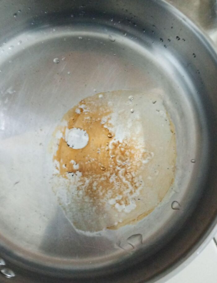 "My Roommate Left My Pan Like This... I'm Used To Him Not Washing It Properly, But This Is Another Level."