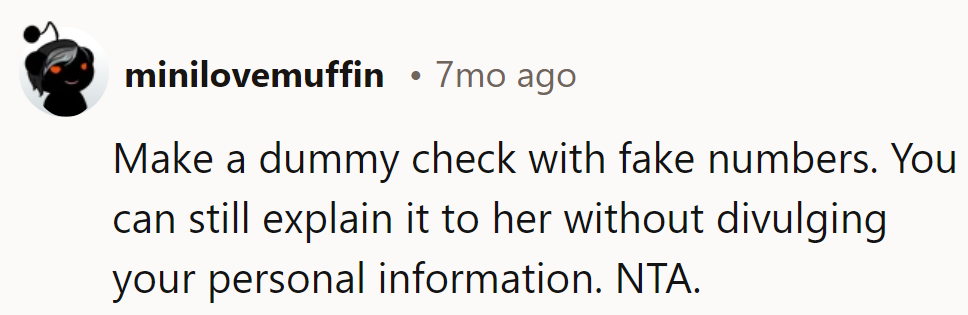 Dummy checks for the nosy geeks. No need to show the real deal!