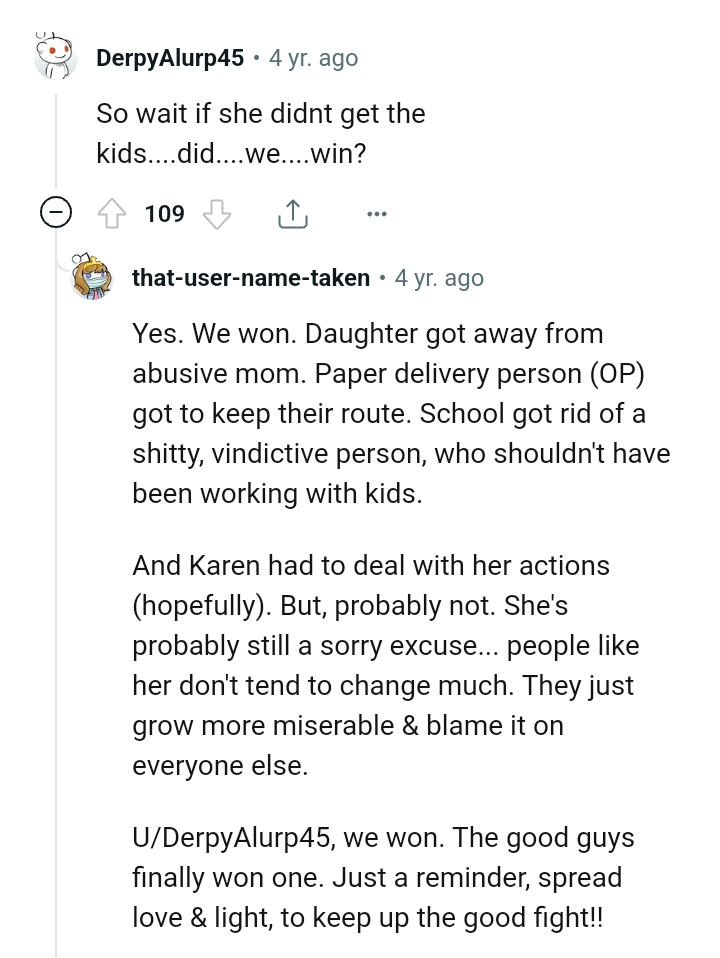 Daughter got away from abusive mom