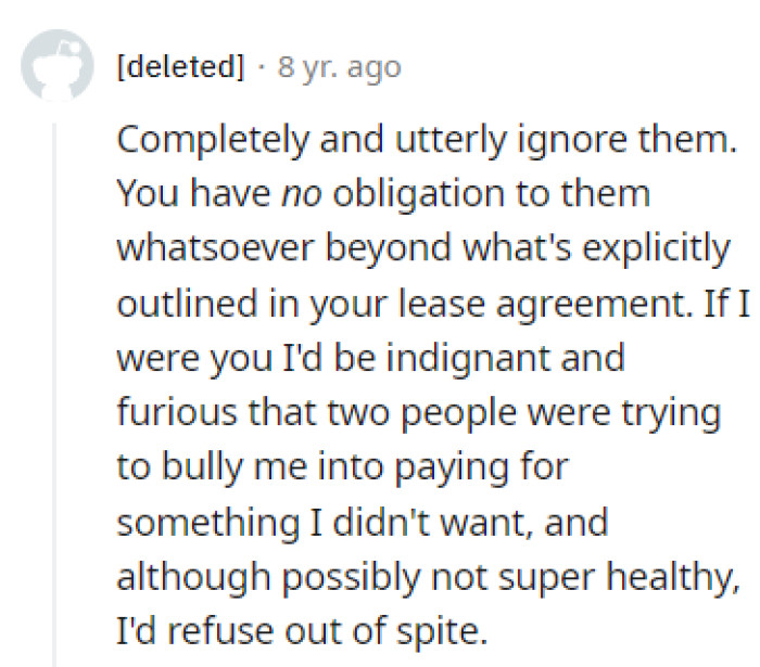 Refusing out of spite