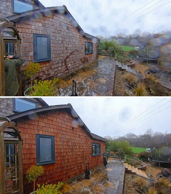 "Soft Washing Cedar Shingle Cladding"