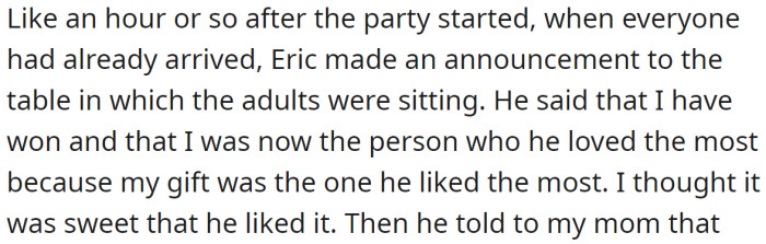 But during the birthday party, her nephew decided to make an announcement in front of everyone