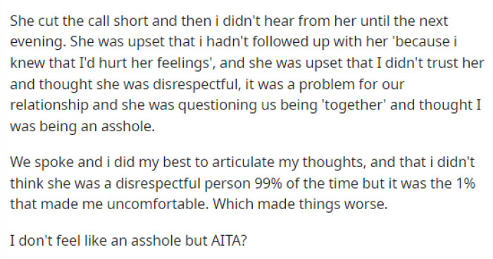 Her reaction is definitely what threw him off a bit and it made him wonder if he should even let her stay there at all.