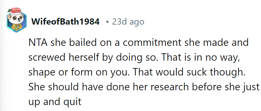 Bailing on commitments? That's a self-inflicted wound.