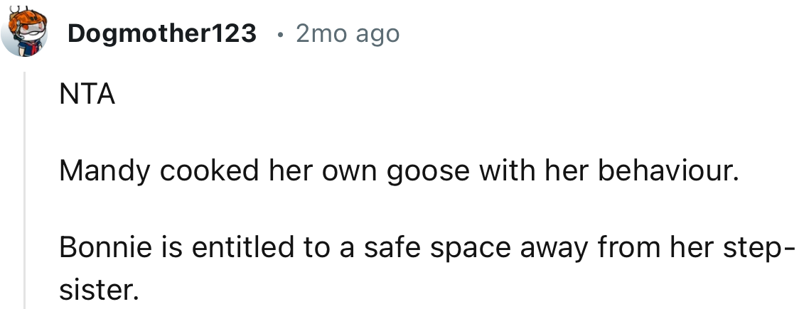 “Bonnie is Entitled to a Safe Space Away from Her Stepsister.”