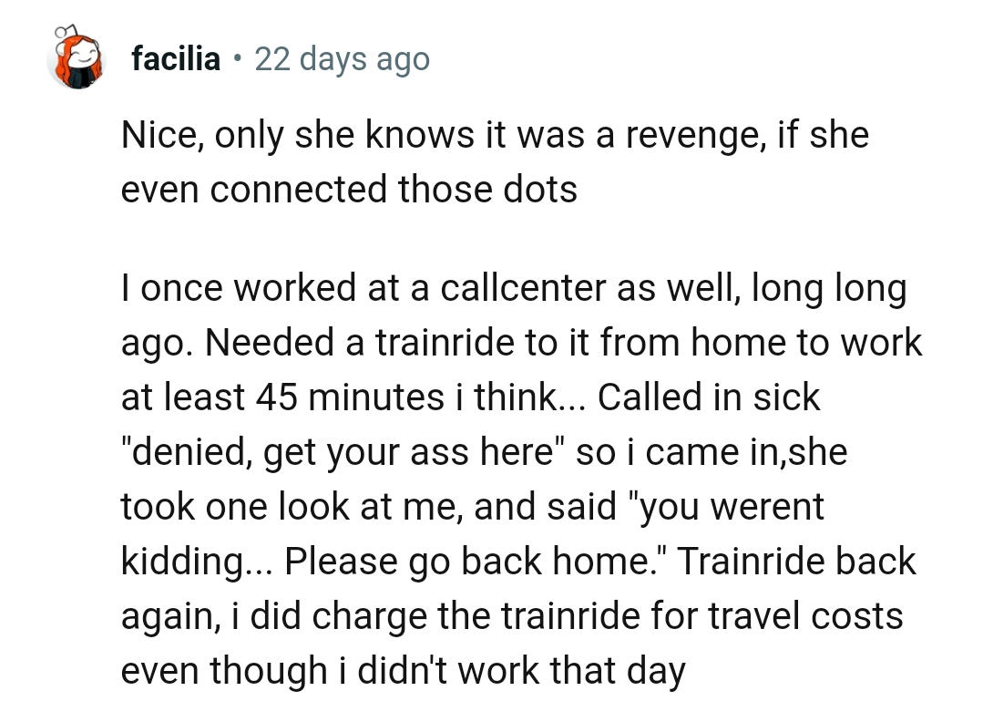 It's only she who knows it's revenge.