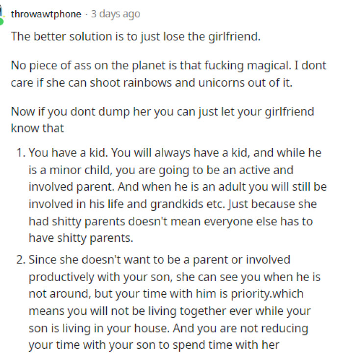 This would be most of our solutions because it seems that she's not willing to fill the role that needs to be filled with a son in the picture.