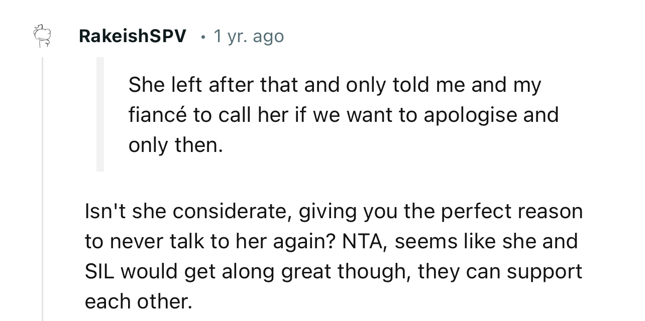 “NTA, seems like she and SIL would get along great though; they can support each other.”