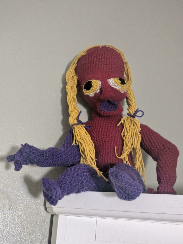 "I Freehand Weird Dolls Out Of Scrap Yarn. This Is Gibberellen, My Latest Creation"