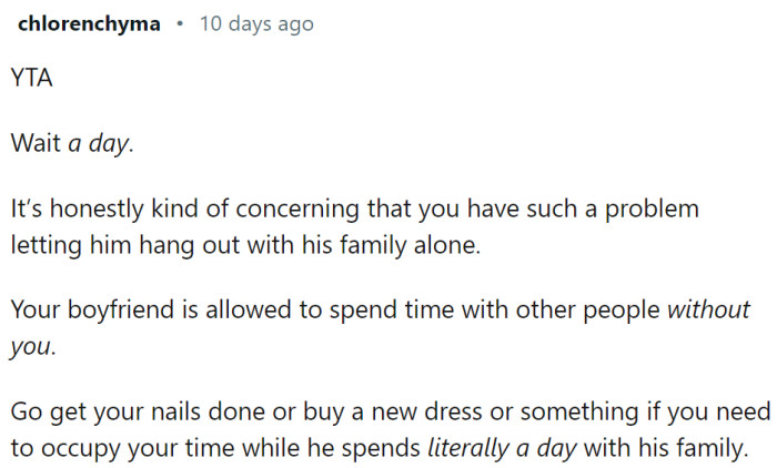 OP could wait a day. It won't kill her...