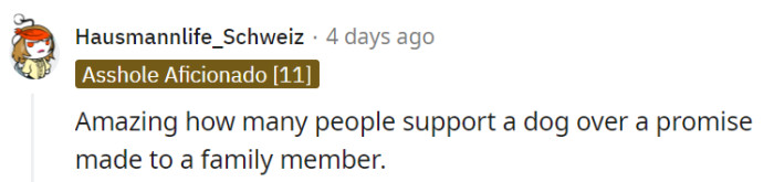 True, it's important to value family promises, but balancing that with pet companionship is also crucial.