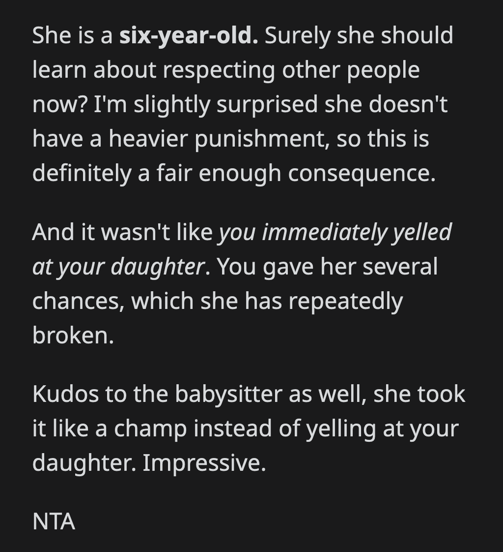 Perhaps the lesson will take root this time since she missed out on something she cared about.