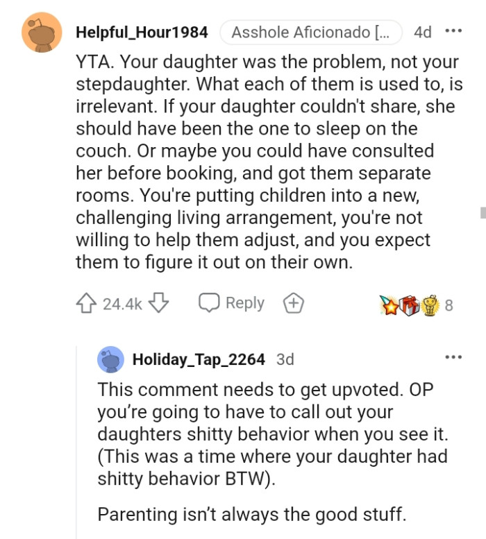 The OP is putting children into a new, challenging living arrangement