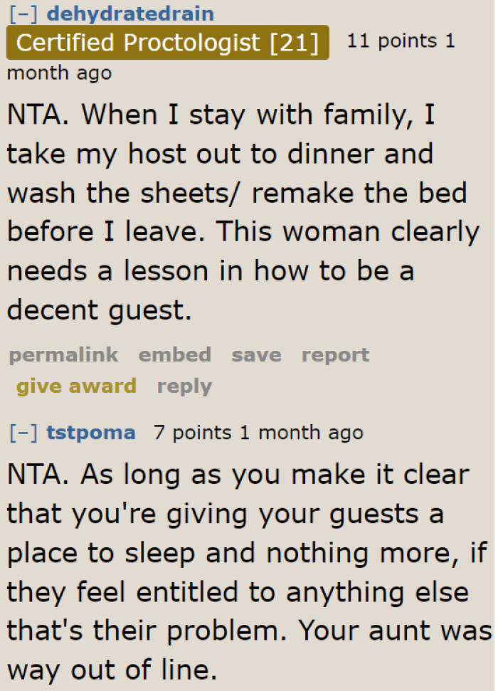 The OP taught her aunt a lesson.