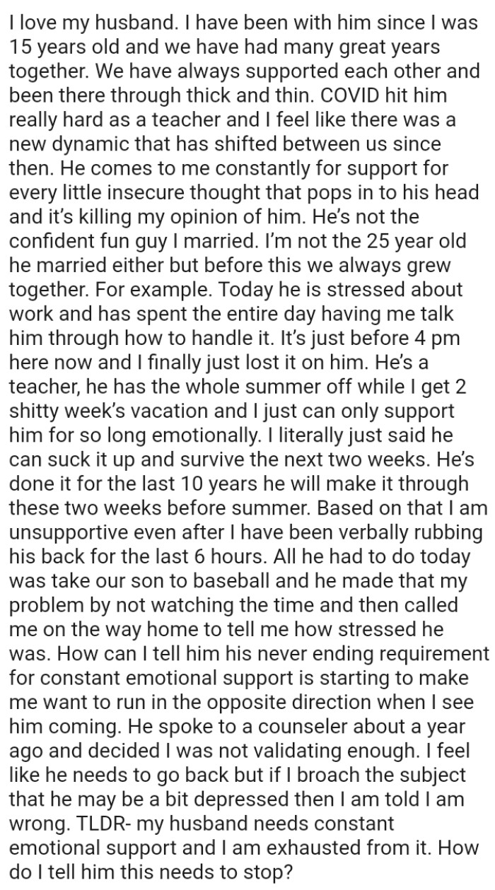 OP's husband has done it for the last 10 years; he will make it through these two weeks before summer