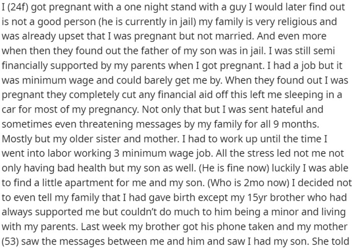 A young single mother faced pregnancy from a one-night stand with and her religious family disapproved of her unmarried pregnancy