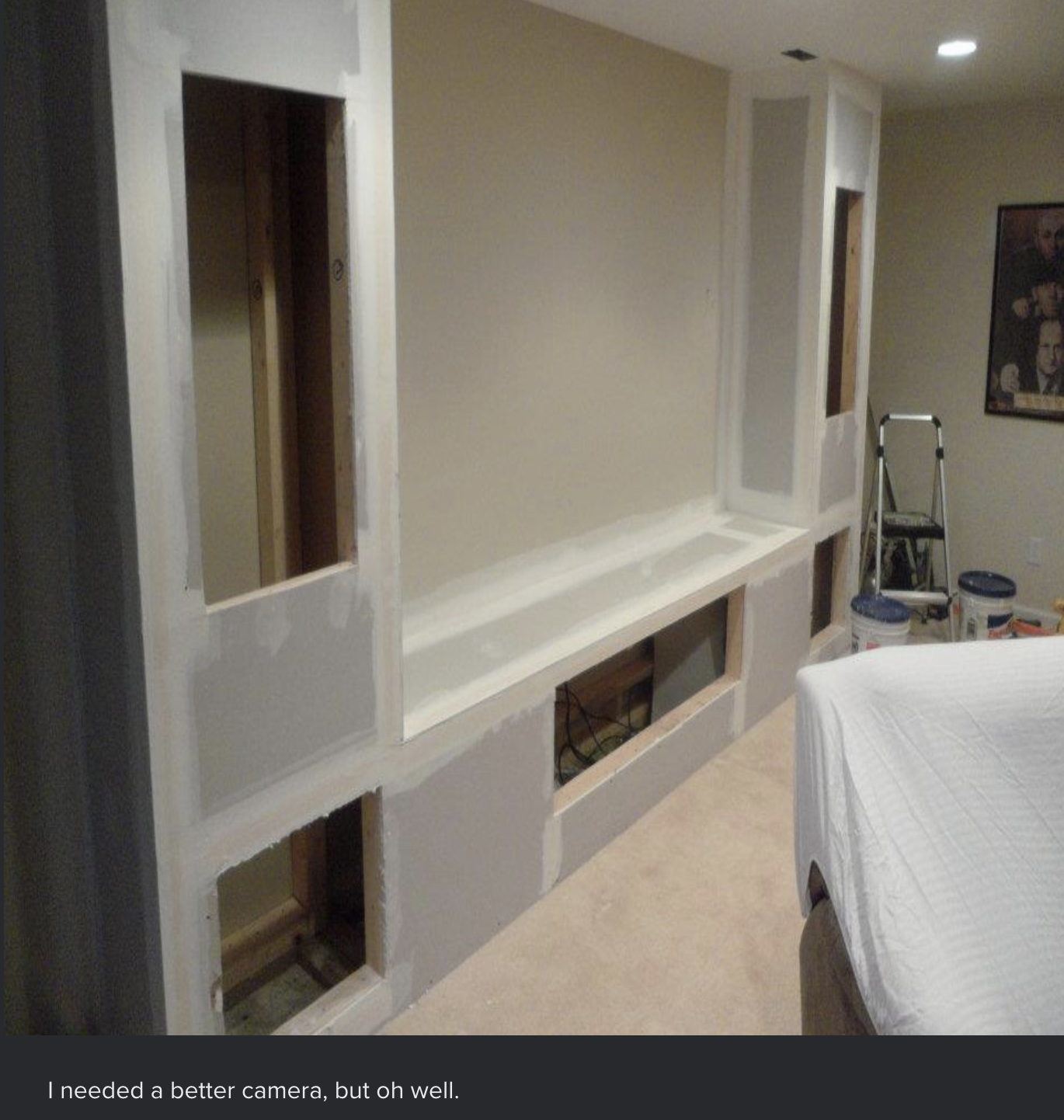 Even with his amateur photography, we could all see how the home theater was coming along.