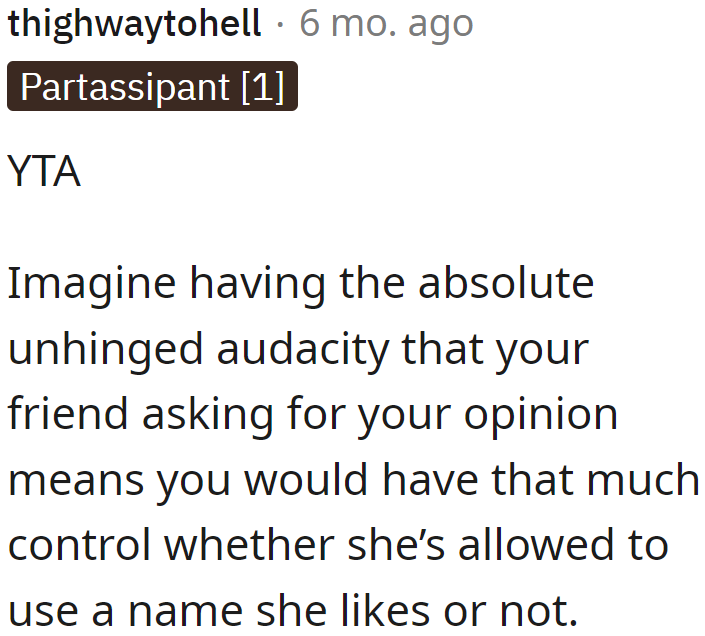 Redditor tells the OP she has 