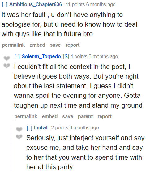 Although the OP feels guilty for reacting the way he did, the girlfriend is also at fault for entertaining the guy.