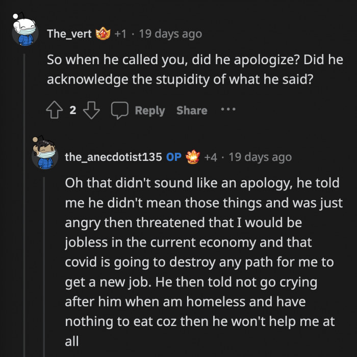 Someone is jobless and crying, but it certainly isn't OP