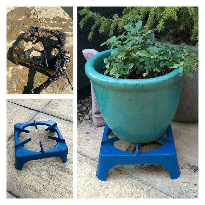 47. His sister transformed the stove top that he had retrieved while magnet fishing a couple of months ago.