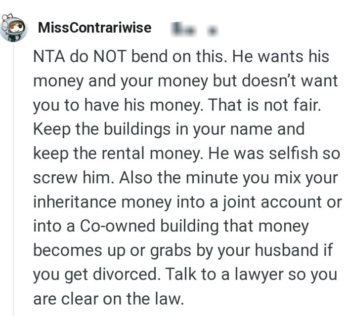 Mixing inheritance money