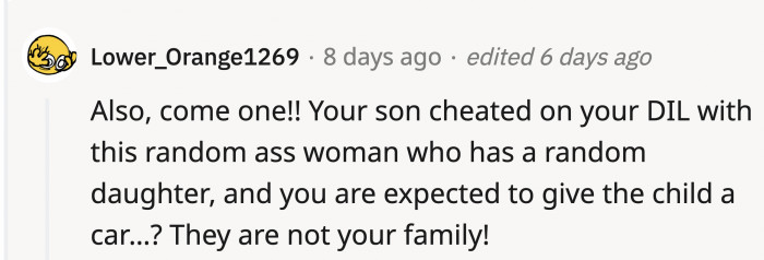 OP emphasized how not close their relationship is.