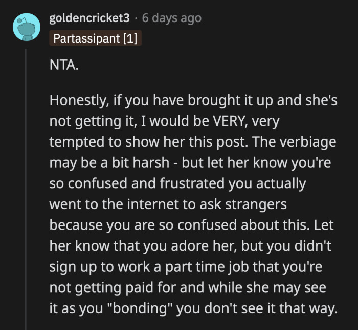 Showing his Reddit post could be a good jumping-off point to start a conversation about what OP has been going through.