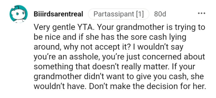 The OP shouldn't be making the decision for her grandma