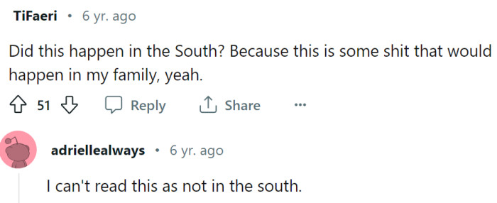 Redditors would like to know where this happened, and they already suspect it was down south...