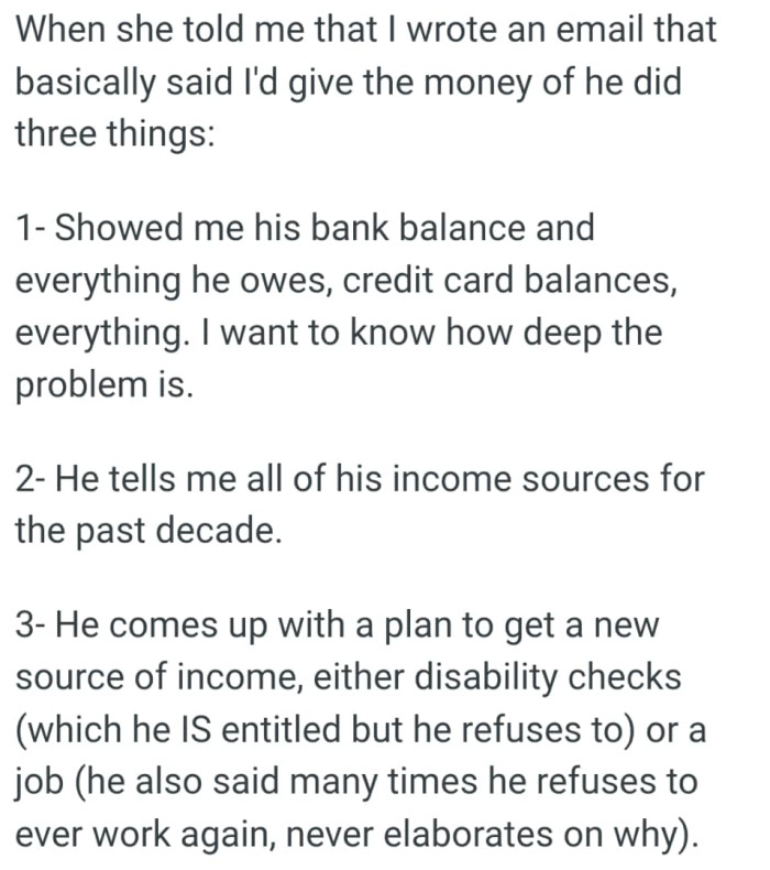 OP's FIL has to come up with a plan to get a new source of income, either disability checks or a job