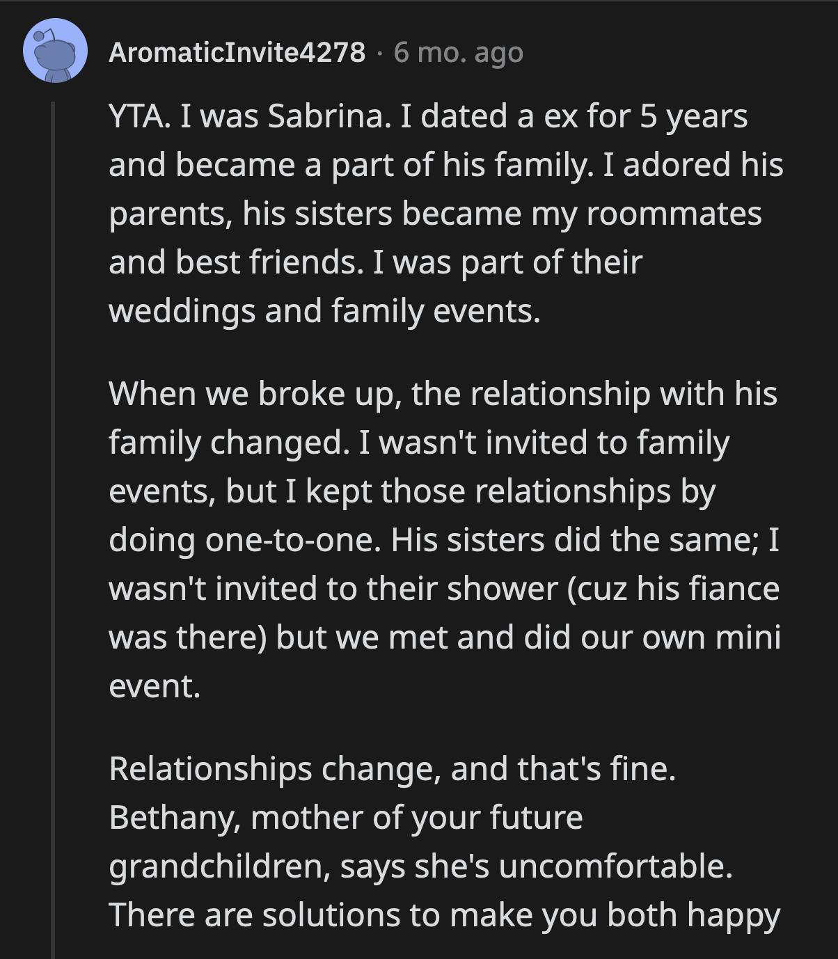 There is a way for OP to maintain her close bond with Sabrina while also respecting how Bethany feels. OP needs to be honest with herself if she wants a relationship with her daughter-in-law.