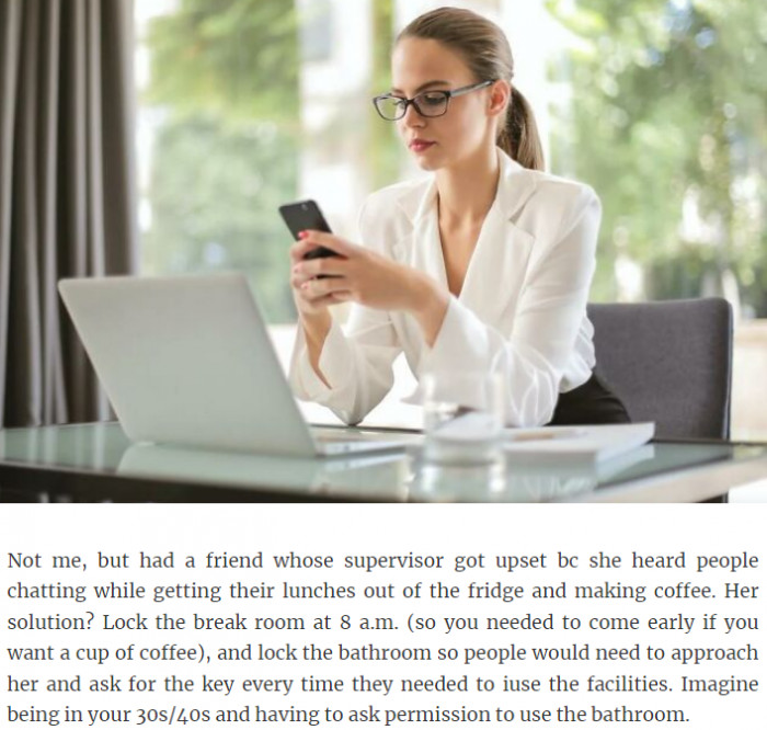 8. Lock the break room at 8 a.m.