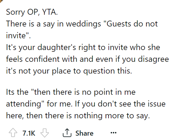 It's not the OP's place to question her daughter's decision