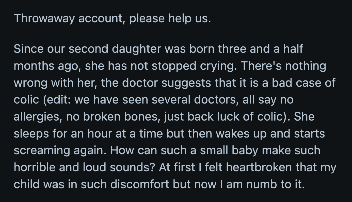 OP's brother and his wife occasionally offered to babysit their baby to give them time away from the house and their crying newborn.