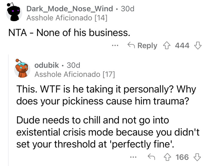 OP's swiping has nothing to do with him, but he wanted to make it that way.