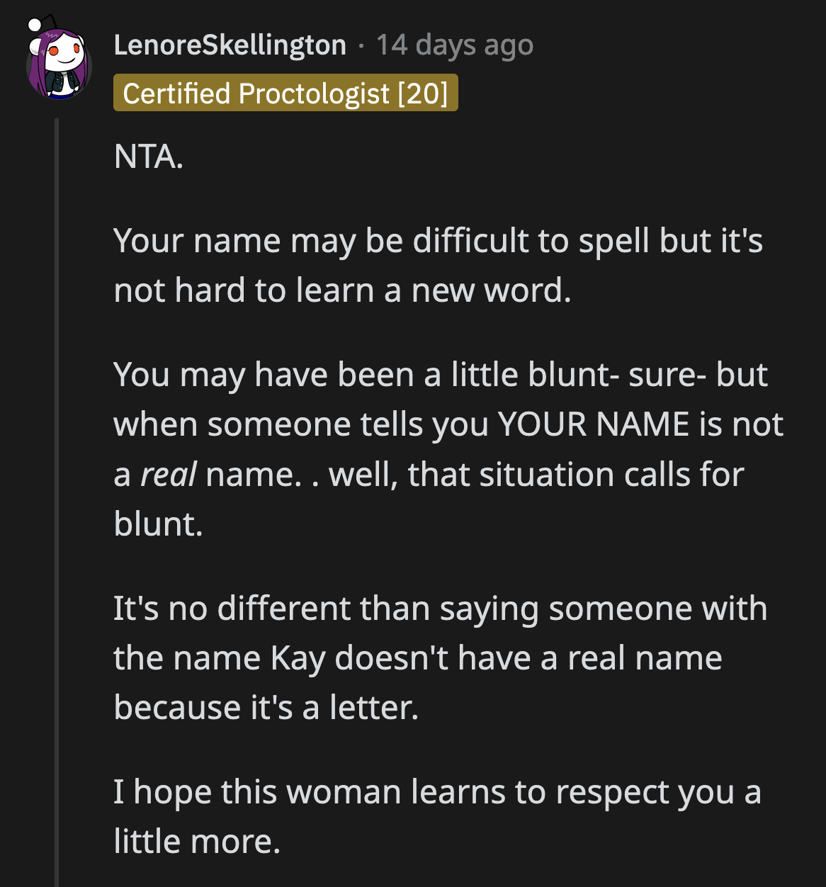 OP should be more offended when Kate called her legal names trashy and 