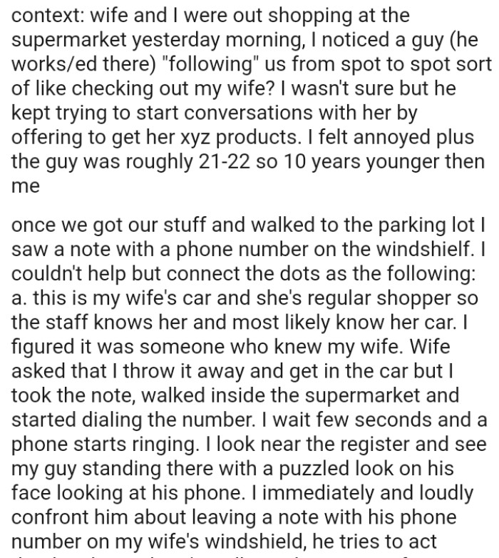 This is the OP's wife's car, and she's a regular shopper, so the staff knows her and most likely recognizes her car