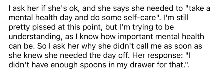 The employee's response confused OP and didn't make much sense.