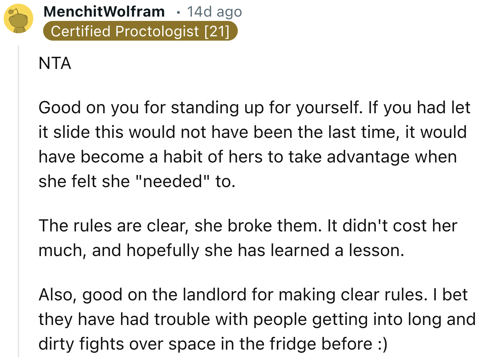 It's Good for OP That They Stood Up for Themselves