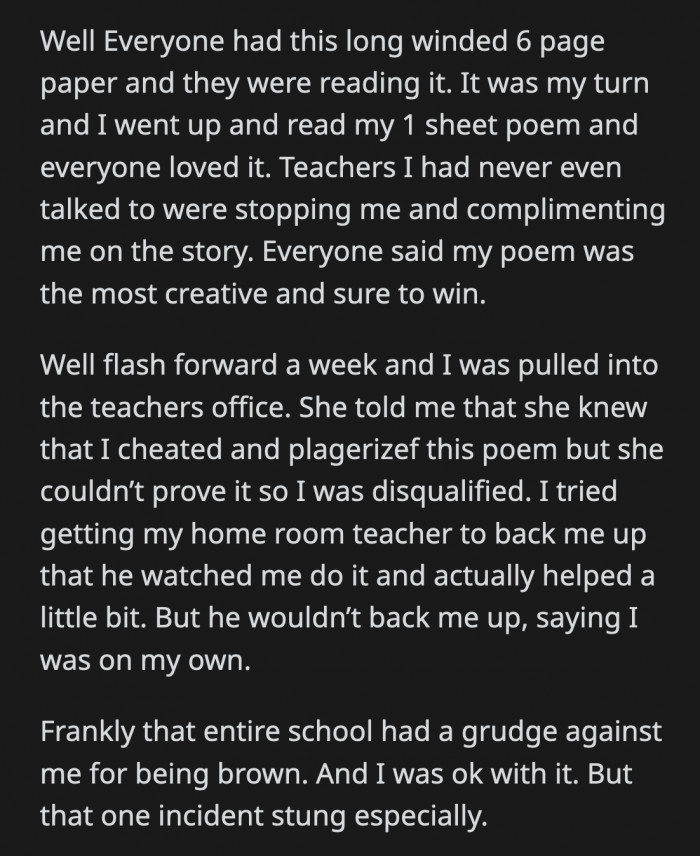 Did this OP's skin color factor in the accusation? Hmm...