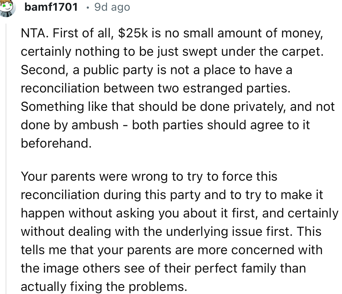 “Your parents are more concerned with the image others see of their perfect family than actually fixing the problems.”