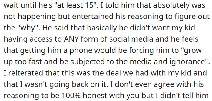 Her husband had his reasons for wanting to postpone it, but so did the OP to buy him one